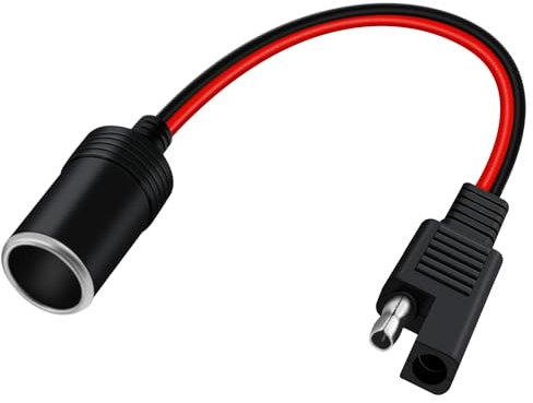 HuaLiSiJi SAE vers Prise Allume Cigare Femelle 12V 24V Connecteur SAE Allume Cigare 14 AWG SAE Câble Allume Cigare, pour Moto, Mélangeur, Chargeur Solaire (1m)