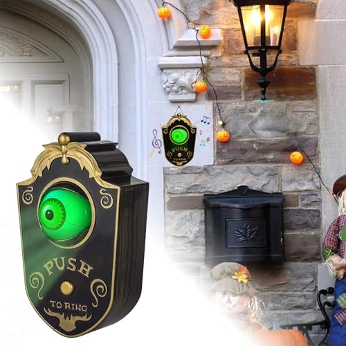 Cerkkapo Halloween Türklingel, Animierte Eyeball Türklingel Dekorationen | Gruselige Türklingel, Dekoration Halloween Einäugige Türklingel, Geeignet für Halloween Spukhaus Dekoration