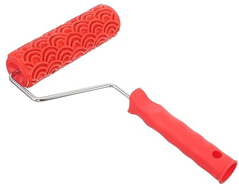 Hoement Rodillo De Pintura Texturizado De Caucho Rojo | Patrones En Relieve, Bricolaje En Paredes, Techos Y Gabinetes, Reutilizable Y Práctico