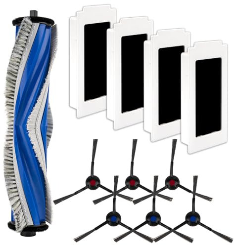 11 Pezzi Parti di Ricambio Compatibili con Robot Aspirapolvere ECOVACS DEEBOT T30S/ T30S Combo/ T30 Pro Omni/ T30 Omni/Yeedi M12 Pro+, Accessori 1 Spazzola a Rullo, 4 Filtri HEPA, 6 Spazzole Laterali