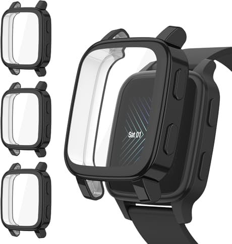 Wanme 3 Stück Hülle Kompatibel Mit Garmin Venu Sq/Sq 2/Music - Stoßfestes Weiches TPU Gehäuse, Vollschutz Schutzhülle Mit HD Display Schutz