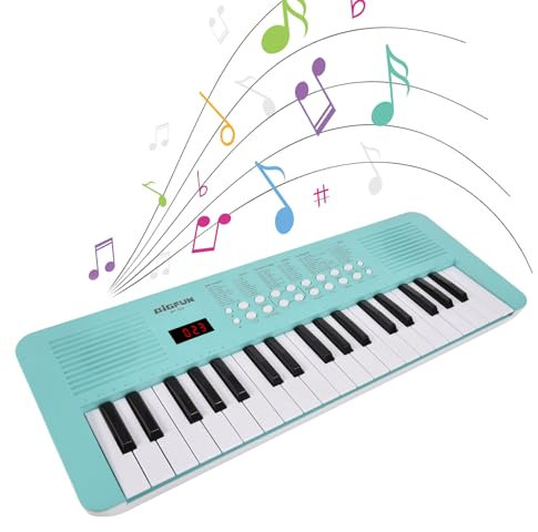 Funien Elektronisches Keyboard-Piano mit 37 Tasten, 200 Töne, 200 Rhythmen, 35 Demos, Musikinstrument mit Mikrofon, Dual-Power-Modus, tragbares Musik-Piano-Keyboard, Geschenk für Anfänger, Keyboards,