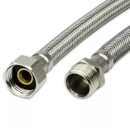 Panzerschlauch Edelstahl Flexschlauch, Wasserhahn, Geflochtener, Flexschläuche Sanitärschlauch, fur Anschlussschlauch Armatur, Waschbecken, 1/2 3/8 (1/2x1/2 IG-AG, 80 cm)