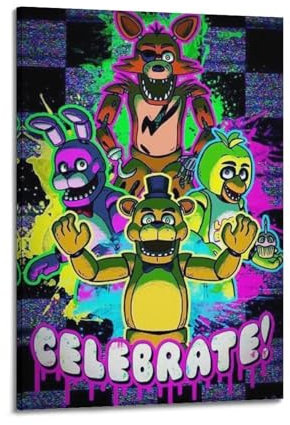 LUEEMLJA Anime-Filmposter Five Nights at Freddy's – Anime-Charakter-Cover auf Leinwand – Teenager-Dekoration, Schlafzimmer und Heimdekoration – 30 x 45 cm, Rahmenstil-17