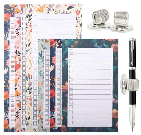 bssmmai 6 Stück Magnetische Notizblöcke 2 Stifthalter, 50 Blätter/Stück Einkaufsliste Magnetisch Kühlschrank, Einkaufszettel Block To Do Listen Block, Notizblöcke