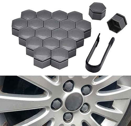GaRcan 20pcs Car Wheel Nut Covers for Tesla Model 3 Model X Model S Model Y, Hexagonal Tyre Screw Hub Caps Cover Protection Anti-Theft Decorate Accessories,C/Grey-B/19mm