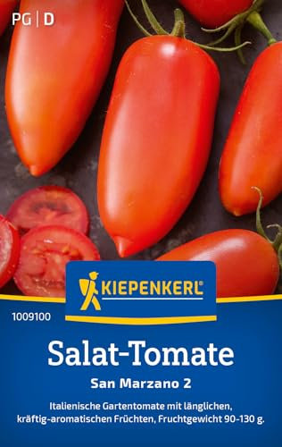 Kiepenkerl Salat-Tomatensamen San Marzano 2 1009100 - Italienische Gartentomate - längliche Sorte - kräftig- aromatisch - Saatgut, Samen Gemüse, Tomatenpflanze