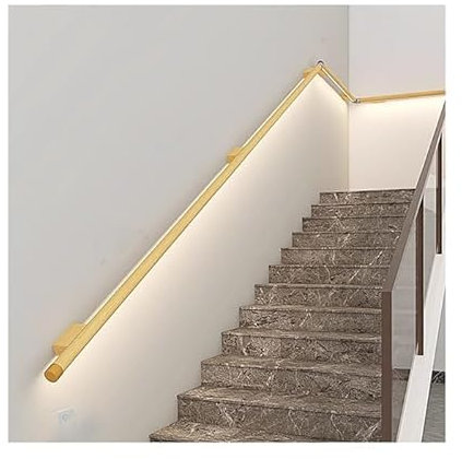 Moderno pasamanos de metal con luz LED y pantalla acrílica, diseño de hierro forjado para escaleras de interior, barandilla de seguridad antideslizante con iluminación, ideal para pasillos y pasillos