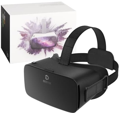 DESTEK V5 VR Headset for Phone, 110°FOV HD Anti-Blue Lenses Eye Protection Virtual Reality Headset, VR Glasses for iPhone Samsung Android (163 x 83 x 10 mm)-Black
