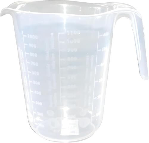 PARENCE.- Doseur en Plastique 1L- Mesure Précise, Grande Capacité 1000ML, Poignée Ergonomique - Graduations transparentes - Compatible Lave Vaisselle