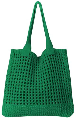 Ausing Borsa Mare Borsa Uncinetto Borsa Spiaggia Borsa Tote All'uncinetto Grande Capacità Morbido Verde