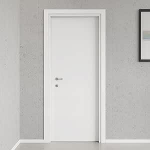 WOODiy | Porta a Battente da Interno in Legno Massello | Porta a Filo Muro | Materiali di alta qualità | Made in Italy | Finitura: FANCY WHITE (Apertura Verso Destra, 80x210)