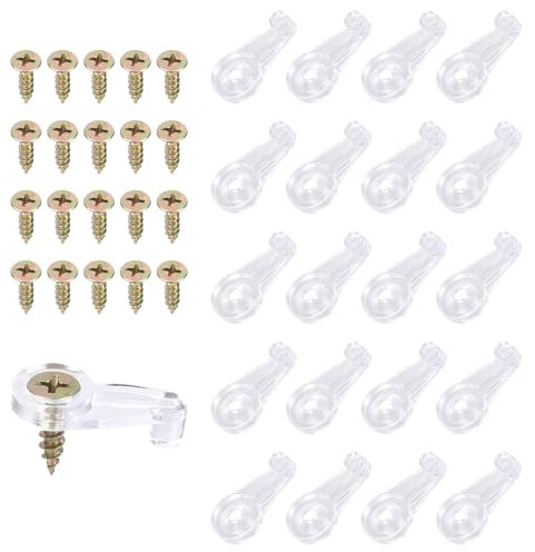BOXOB 20stk Glashalterungs-Set, Transparentes Kunststoff-Spiegelhalter-Clip-Klammern-Set mit Schrauben Glashalter Glasklemme Glasschrank-Panel-Halterungen Befestigung Schranktüren Fenstern Wänden