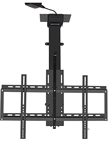 WOTZOV Motorized Ceiling TV Mount, Monitor Bracket, Electric TV Lift with Remote Control and Memory Setting, for 32-75in TVs Up to 60kg/132lbs
