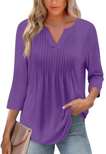 TOFOTL Maglie Donna Curvy Maniche Tre Quarti Bluse Eleganti Particolari Estate Colorate T-Shirt Donna Basic Scollo a V