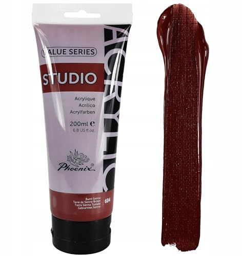 Phoenix Acrylfarbe 200 ml - UV-Beständig Farbecht Schnell Trocknend - Burnt Sienna 684