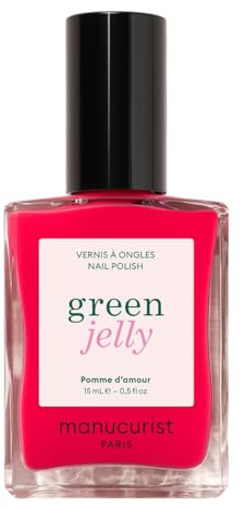 Manucurist Pomme d’Amour Green™ Jelly Nagellack Semiopakes Jelly-Finish | Transluzentes Himbeerrosa Nagellack, Glanz-Effekt - Ultra Glossy - 82,5% Inhaltsstoffe Natürlichen Ursprungs - 15 ml