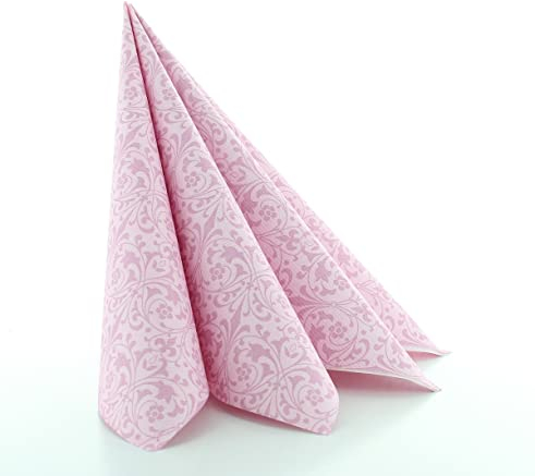 Sovie HORECA Linclass® Airlaid Serviette, 40 x 40cm, stoffähnlich edel elegant, Jugendstil-Ornamentik, Ideal für Hochzeit Jubiläen und Geburtstage, 50 Stück - JANET in Rosa