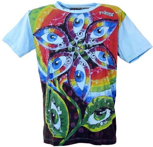 GURU SHOP Mirror T-Shirt - Drittes Auge/Hellblau, Herren, Baumwolle, Size:M