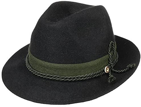 Hutshopping Steiermark Haarfilzhut Trachtenhut Volkshut Försterhut (58 cm - schwarz)