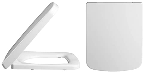 Nuie NCH196 | Modern Bathroom Square Soft Close Toilet Seat, 430mm x 355mm, White