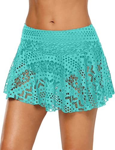 iClosam Jupe de Bain Femme en Dentelle Jupes de Plage 2 en 1 Bas de Bikini Double Couche Taille Short de Bain pour Vacances Plage Piscine S-XXL