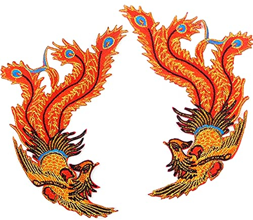 WANLIAN 2 PCs Phoenix Embroidered Decorative Patches,Sewing Applique for Jackets, Jeans, Clothes, Dress,T-Shirt, Skirt DIY Accessories