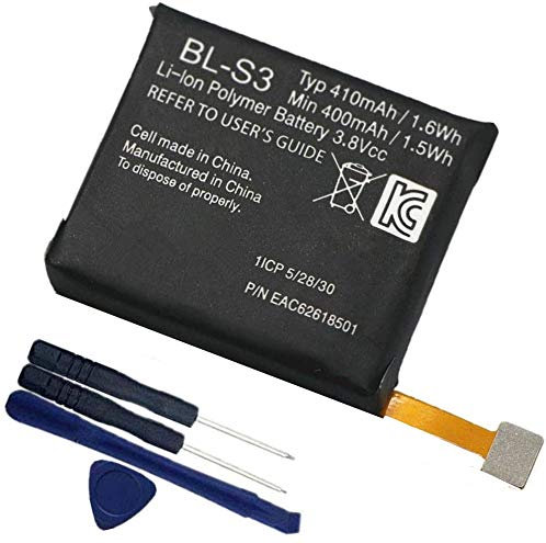 Uniamy Replacement BL-S3 Battery Compatible With G Watch R W110, W150 Urbane Watch 410mAH + tools