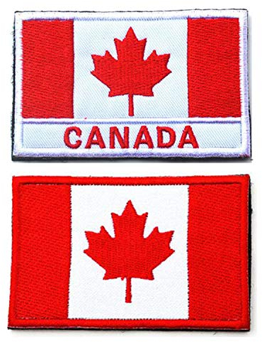 2 Stücke Kanada Flagge Patches Militärische Moral Patch Taktische Emblem Abzeichen Applikationen Gestickte Aufnäher - Haken und Schleife Verschlüsse Patches Sichern