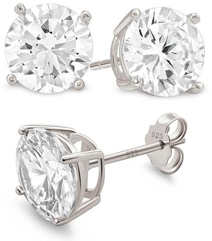 Zirkonia Ohrstecker 925 Sterling Silber vergoldet – Klassische Stecker 3–9mm für Damen & Herren – Hypoallergen, Nickelfrei, Geschenkbereit
