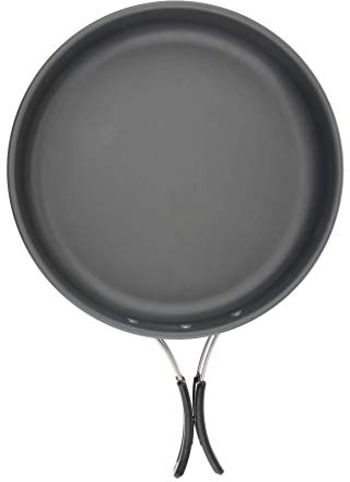 Tuoservo 22cm Aluminum Camping Frying Pan Portable Picnic Pot Cookware Folding Handle