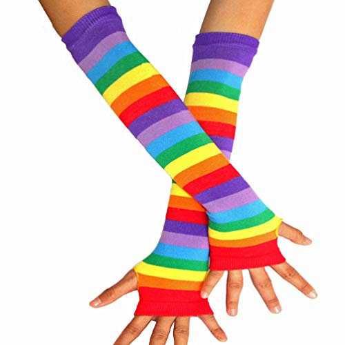 SOIMISS Regenbogen Gestreifte Armwärmer Fingerlose Handschuhe für Halloween Weihnachten
