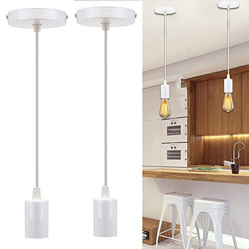 Portalàmparas con cable casquillo E27 lámpara de techo Accesorios de La Lámpara DIY Luces Decorativas Industrial Vintage Retro para Comedor sala Dormitorio cocina Restaurante, blanco