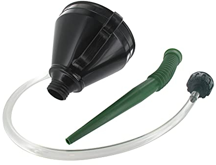 UNIVERSEL - Entonnoir En Plastique - Avec Filtre, Flexible Et Embout Pour Tuyau - Pour Bricolage Ou Automobile - Diamètre 165 mm - Noir