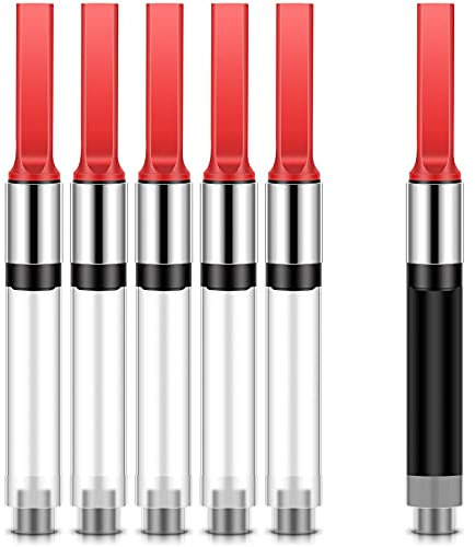 6 Pieces Universal Fountain Pen Ink Converter International Fountain Pen Ink Cartridge Converter Refillable Standard Ink Plunger Converter (Red)