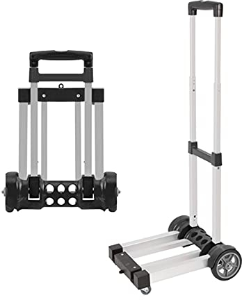 Sackkarre Mini-Faltwagen, Aluminium-verstellbares Höhenfahrzeug, LKW mit 4 Festrädern