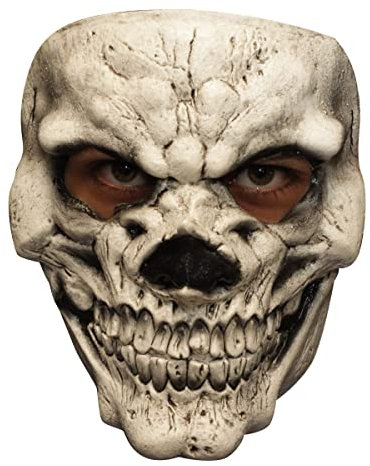 Grinsender Banditenschädel Maske des Grauens aus Latex - Erwachsenen Grusel Skelett Kostüm Maske - ideal für Halloween, Karneval, Motto- & Grusel-Party