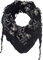 fashionchimp Damenschal mit Zier-Quasten und Muster-Mix Stickerei, Fransen-Schal, Dreieck-Tuch (Blumen-Schwarz)