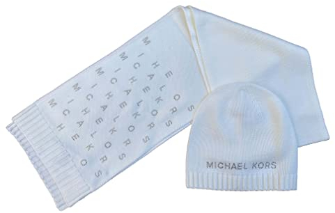 Michael Michael Kors Damen Schal und Mütze 2-teiliges Set, Cremefarben (539236c-151)/G, Einheitsgröße