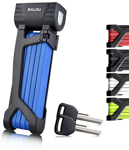 Faltschloss Fahrrad mit Halterung - Fahrradschloss 90cm lang mit 6 Stahlsegmenten eBike Schloss - Klappschloss mit Sicherheitsstufe 10, blau