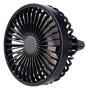iSpchen Ventilateur De Voiture USB,Mini Ventilateur éLectrique Pour Voiture Ventilateur Pince Silencieux Portable Rotative à 360 ° Pour Voyage Bureau Camping à 3 Vitesses Noir