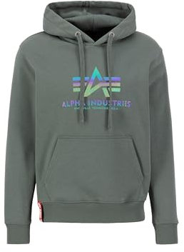 Alpha Industries Herren Basic Hoody Rainbow Ref. Print, Vintage Green, S