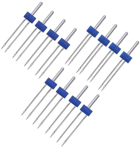 Jersey Nadeln, Zwillingsnadel Jersey, Zwillingsnadel Stretch, Jersey Nadeln für Nähmaschine, Zwillingsnadel, W6 Doppelnadel, Twin Nadel, W6 Nadeln Universal, Twin Nadeln, Doppelnadel, 12 Stück