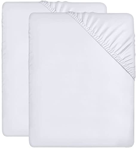 Utopia Bedding Juego de 2 Sabana Bajera 135x190 - Blanco - Bolsillo Profundo - Microfibra Cepillada (Cama 135)