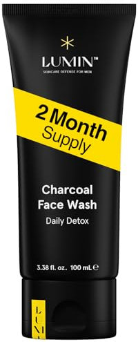 Lumin - Charcoal Face Wash Daily Detox for Men - Charcoal Cleanser, Mens Charcoal Face Wash, Men Face Wash Charcoal, Suitable for all skin types, 100ml, 1-Pack