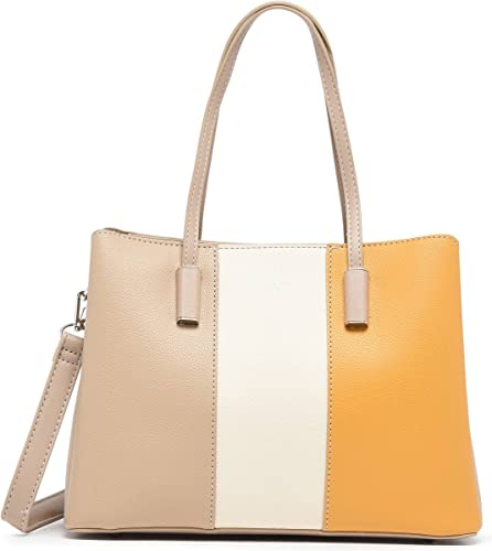 David Jones - Damen-Handtasche, mehrfarbig, Business, Arbeit, Klasse, Mädchen, mit langem Griff, PU-Leder, Aktenkoffer, Apricot, Einheitsgröße