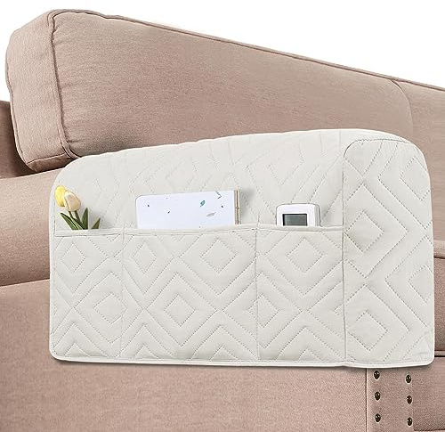 H.VERSAILTEX Water Resistant Armrest Covers for Sofa, 2 Pack, Ivory/Beige