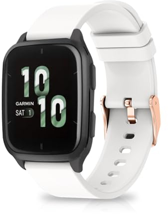 SumRioo 20mm Cinturino per Garmin Venu Sq 2/Venu Sq 2 Music/Venu 2 Plus/Venu Sq/Venu Sq Music, Braccialetto Ricambio Silicone Cinturini per Garmin Vivoactive 3/Vivoactive 3 Music - Bianco