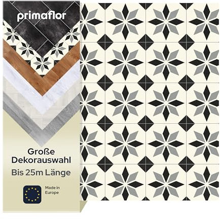 Primaflor PVC Bodenbelag Meterware - TURIN, Fliese Sintra 099M, 2,00m x 3,50m, Vinyl-Boden in Fliesenoptik für Küche, Wohn- und Badezimmer, Hochwertige Auslegware, Anti-Rutsch Oberfläche
