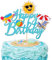 1 Stück Sommer Strand Happy Birthday Tortendeko Glitzer Ball Sonne Regenschirm Wasserpistole Sommer Pool Kuchen Deko für Sommer Hawaii Urlaub Baby Dusche Geburtstag Party Kuchen Dekorationen